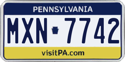 PA license plate MXN7742
