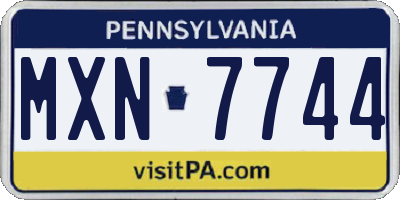PA license plate MXN7744