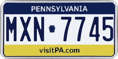 PA license plate MXN7745