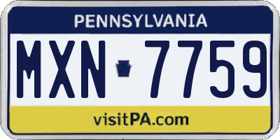 PA license plate MXN7759