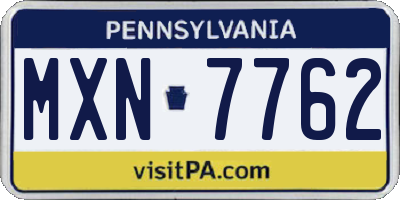 PA license plate MXN7762