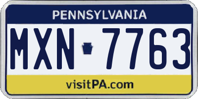 PA license plate MXN7763