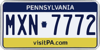 PA license plate MXN7772