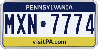 PA license plate MXN7774