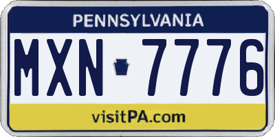 PA license plate MXN7776