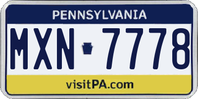 PA license plate MXN7778