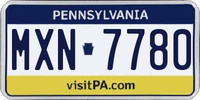PA license plate MXN7780