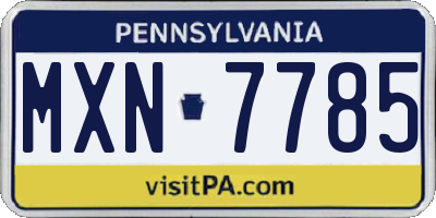 PA license plate MXN7785