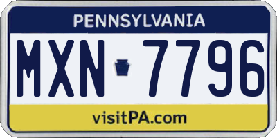 PA license plate MXN7796