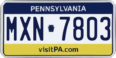 PA license plate MXN7803