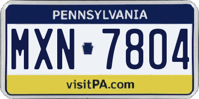 PA license plate MXN7804