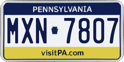 PA license plate MXN7807