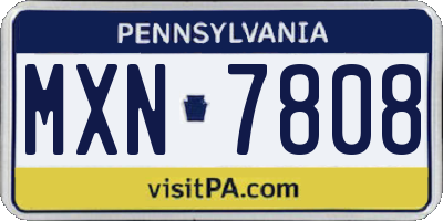 PA license plate MXN7808