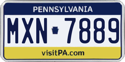 PA license plate MXN7889
