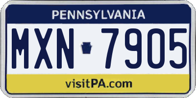 PA license plate MXN7905
