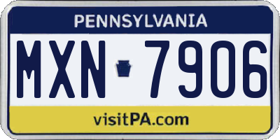 PA license plate MXN7906