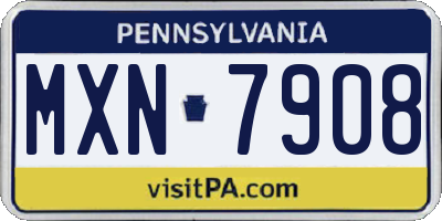 PA license plate MXN7908