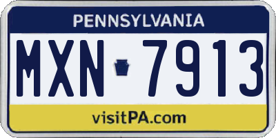 PA license plate MXN7913