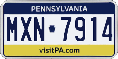 PA license plate MXN7914