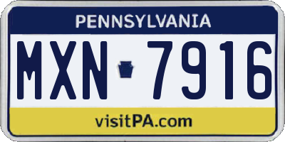 PA license plate MXN7916