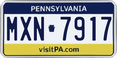 PA license plate MXN7917