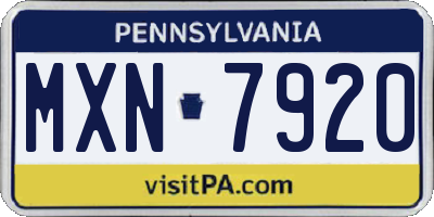 PA license plate MXN7920