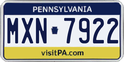 PA license plate MXN7922