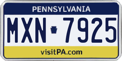 PA license plate MXN7925