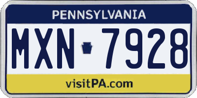 PA license plate MXN7928