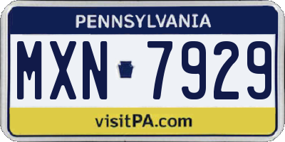 PA license plate MXN7929