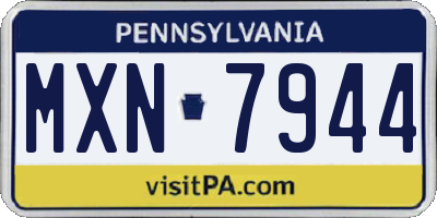 PA license plate MXN7944