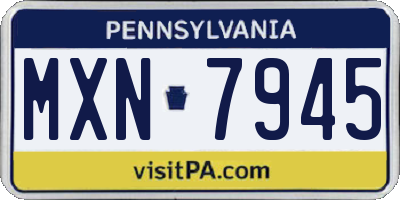 PA license plate MXN7945