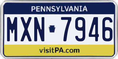 PA license plate MXN7946