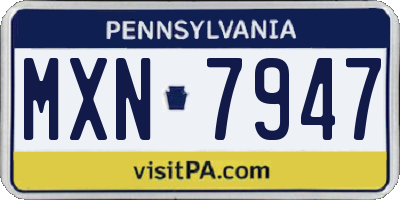 PA license plate MXN7947