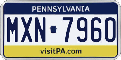 PA license plate MXN7960