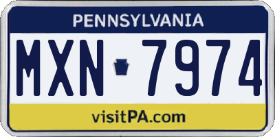 PA license plate MXN7974