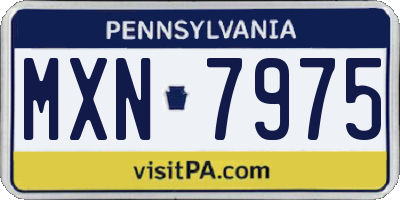 PA license plate MXN7975