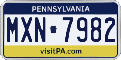 PA license plate MXN7982