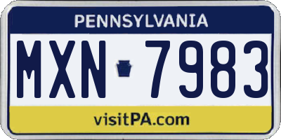 PA license plate MXN7983