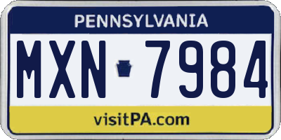 PA license plate MXN7984