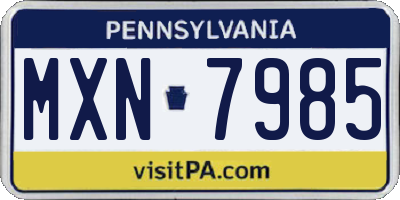 PA license plate MXN7985