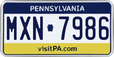 PA license plate MXN7986