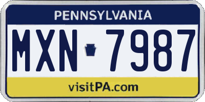 PA license plate MXN7987