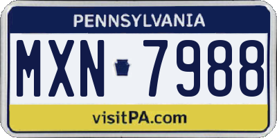 PA license plate MXN7988