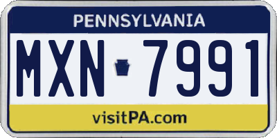 PA license plate MXN7991