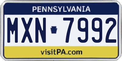 PA license plate MXN7992
