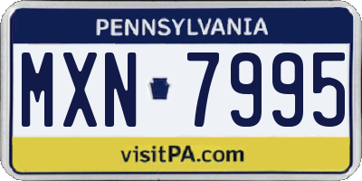 PA license plate MXN7995