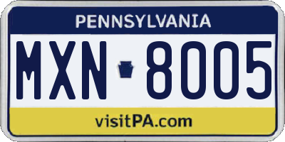PA license plate MXN8005
