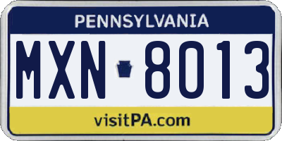 PA license plate MXN8013