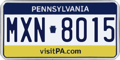 PA license plate MXN8015
